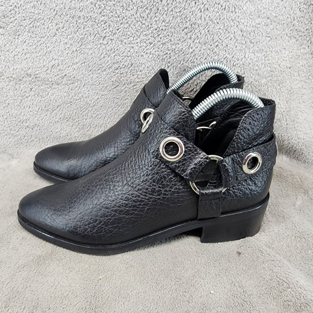 Kaanas Shoes Womens Size 6.5 Black Leather Morelia Harness Ankle Booties